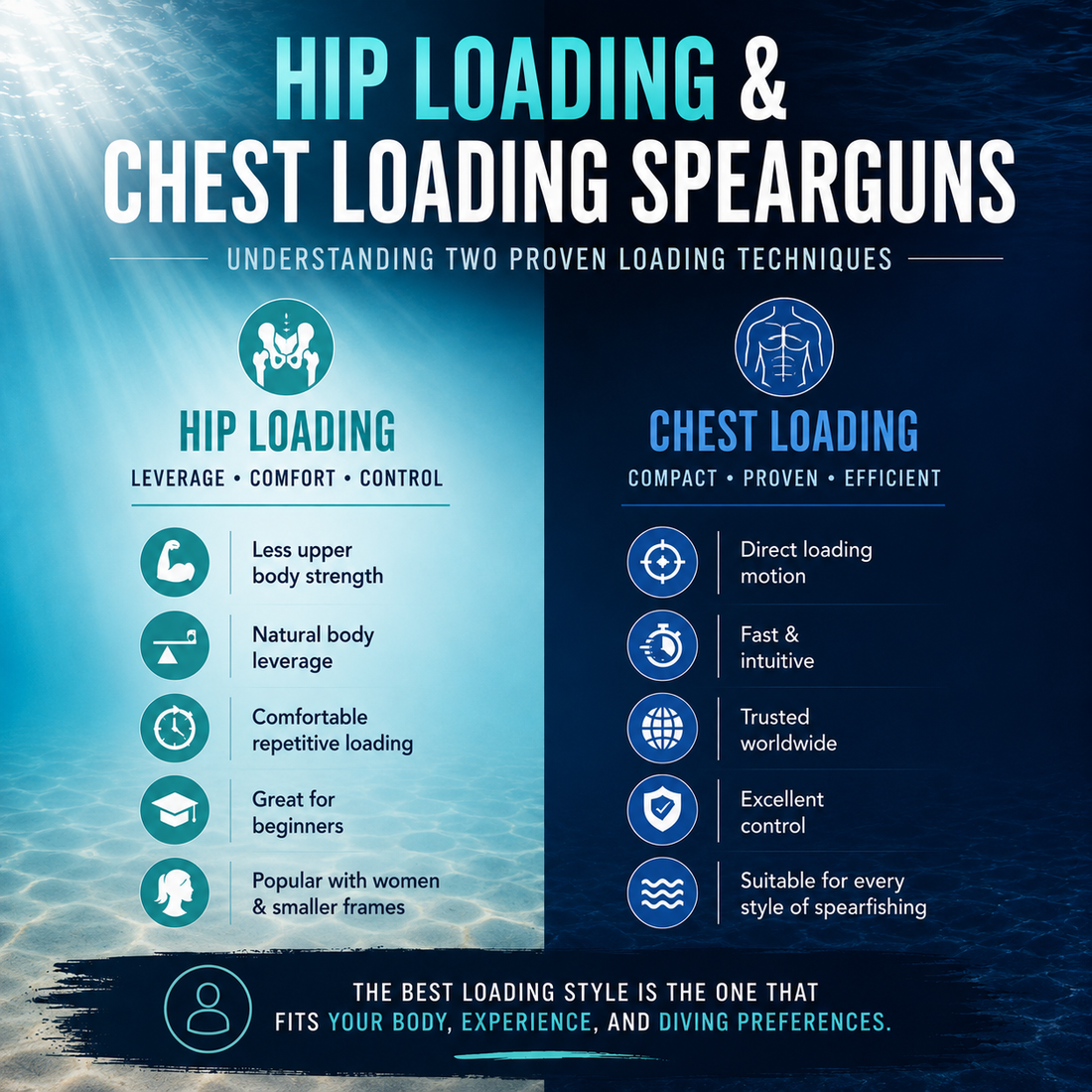 Hip Loading & Chest Loading Spearguns - Which is best for you